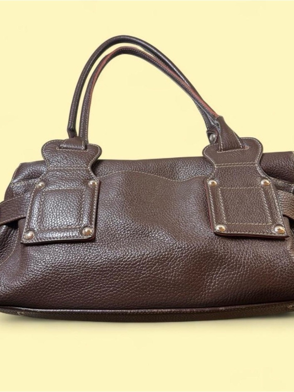 Women's Brown Pebbled Shoulder Bag with Dual Handles